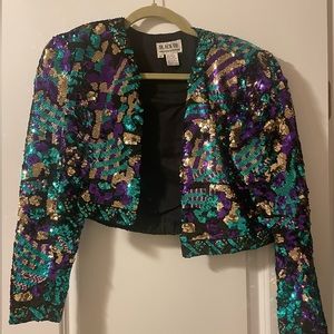 BLACK TIE OLEG CASSINI Beaded Matador Jacket S